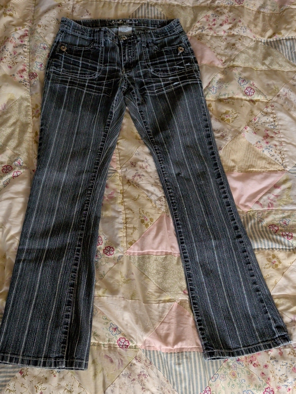 Apollo Jeans Women’s Black Pinstripe Flared Jeans